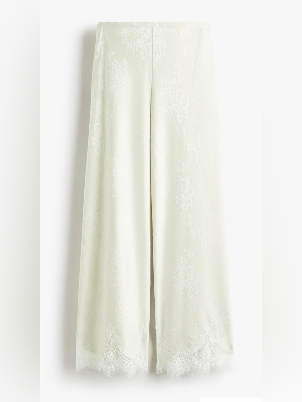 H&M Cream Floral Jacquard Wide-Leg Pants